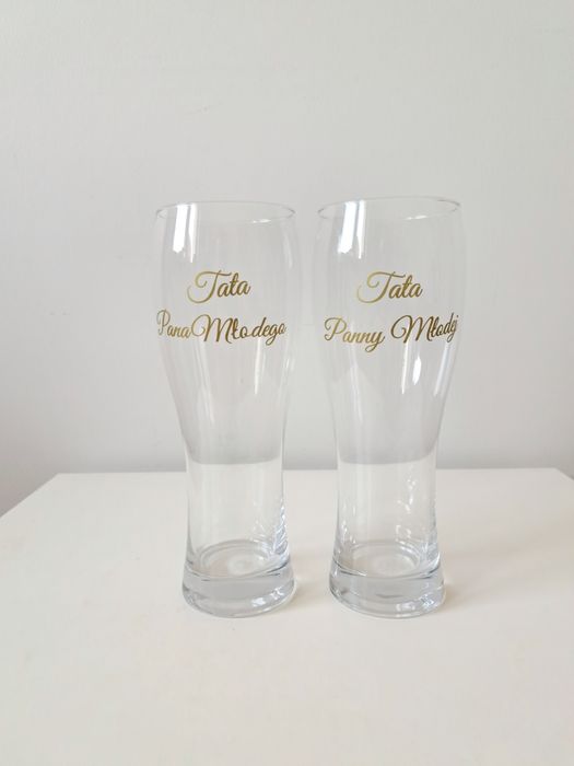 Szklanki na piwo kufle Tata Panny Młodej Tata Pana Młodego wesele ślub