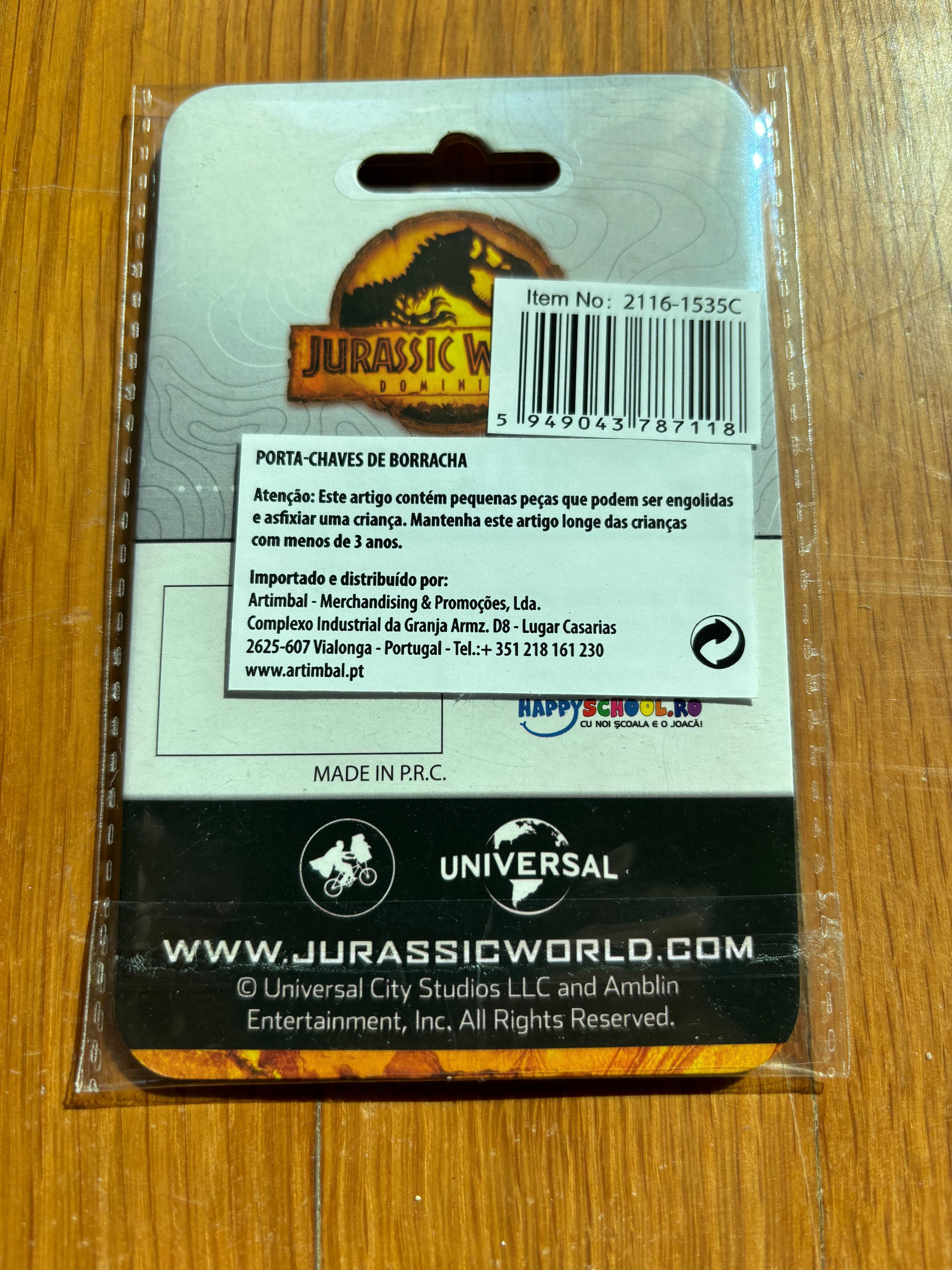 Porta-chaves "Jurassic Word T-Rex" (Fundo Amarelo) - Novo, Selado