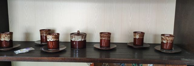 Zastawa kawowa porcelana brązowa zestaw stołowy