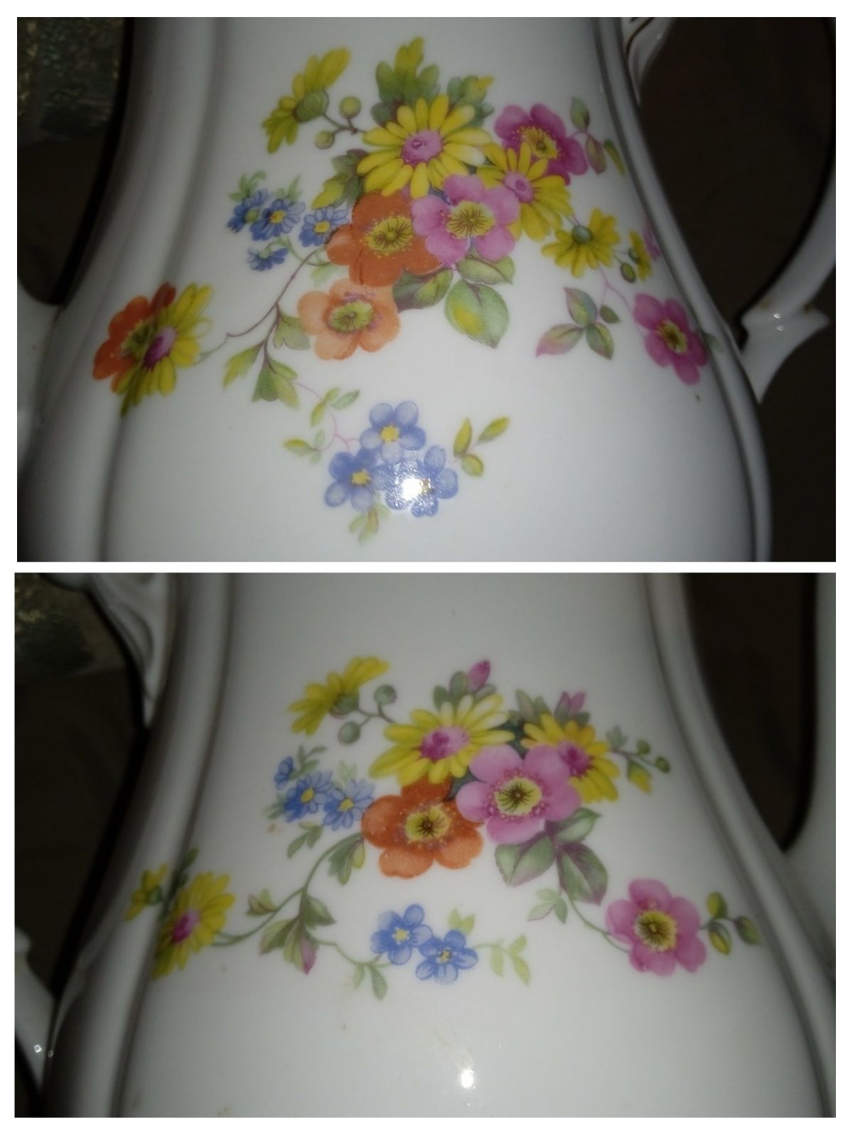 Чайник большой и молочник СССР набор с цветочками Juptin кувшин