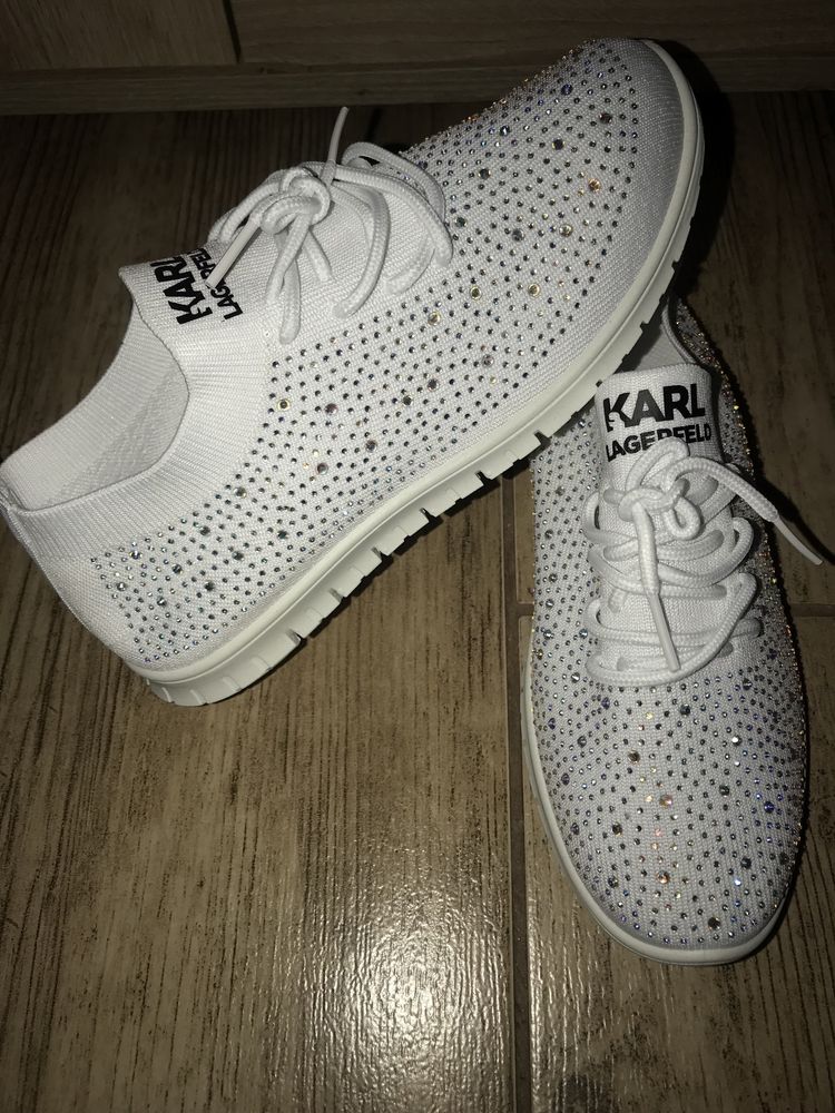 Nowe damskie buty logo Karl Lagerfeld 37 dżety cyrkonie