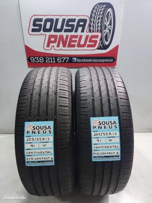2 pneus semi novos 205-55r17 continental - oferta dos portes