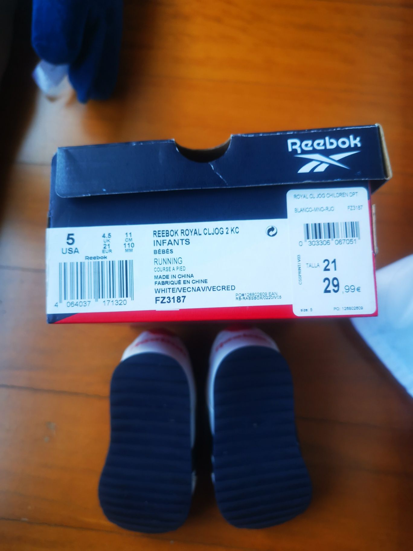 Sapatilhas reebok bebé com portes incluídos