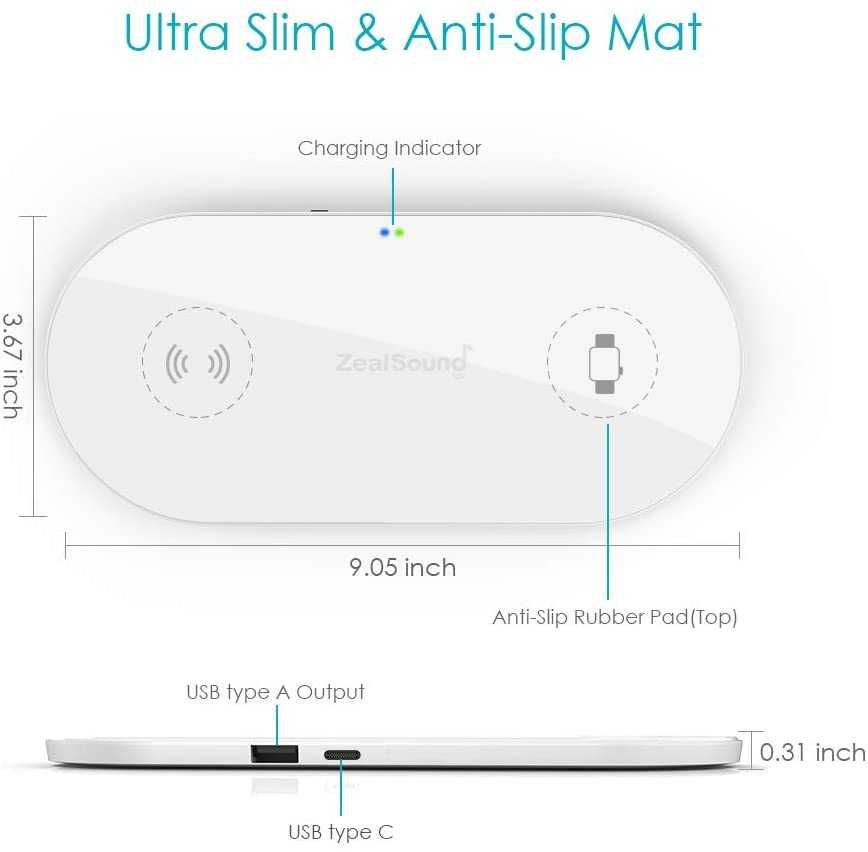 Беспроводное зарядное устройство, ZealSound 10W Fast Qi Wireless