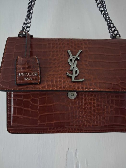 Yves Saint Laurent сумка не шкіра під крокодила коричнева