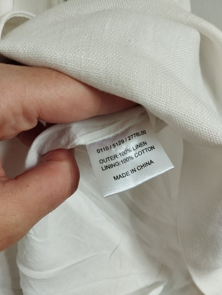 Lniana sukienka z kołnierzykiem i dekoracyjną kokardą r. XS NW3