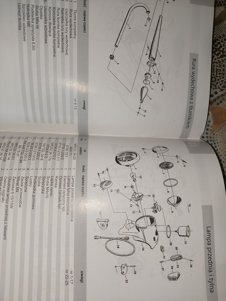 Instrukcja obsługi katalog czesci rama silnik komar sztywniak Mr 232