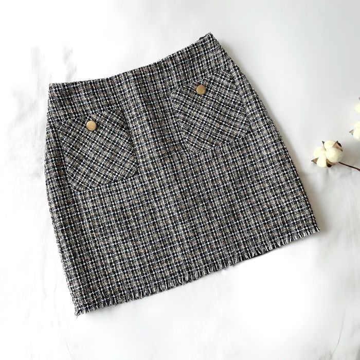 Спідниця твідова S-M сіра в клітинку твід гусяча лапка тепла осіння