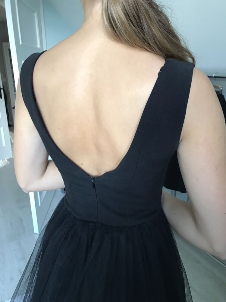 Sukienka czarna tiulowa XS mini szyta na miarę koktajlowa