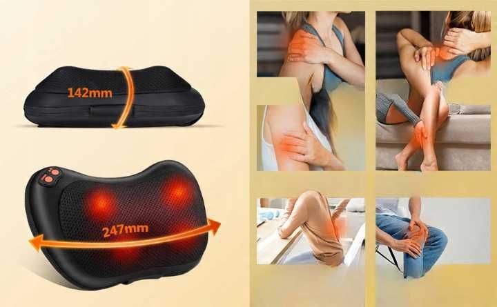 Masażer SHIATSU Poduszka masująca do pleców, karku i ciała