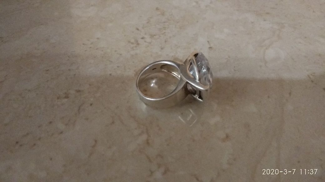 Ekskluzywny srebrny pierścionek 925 r-18 duża cyrkonia 2 cm zaręczynow