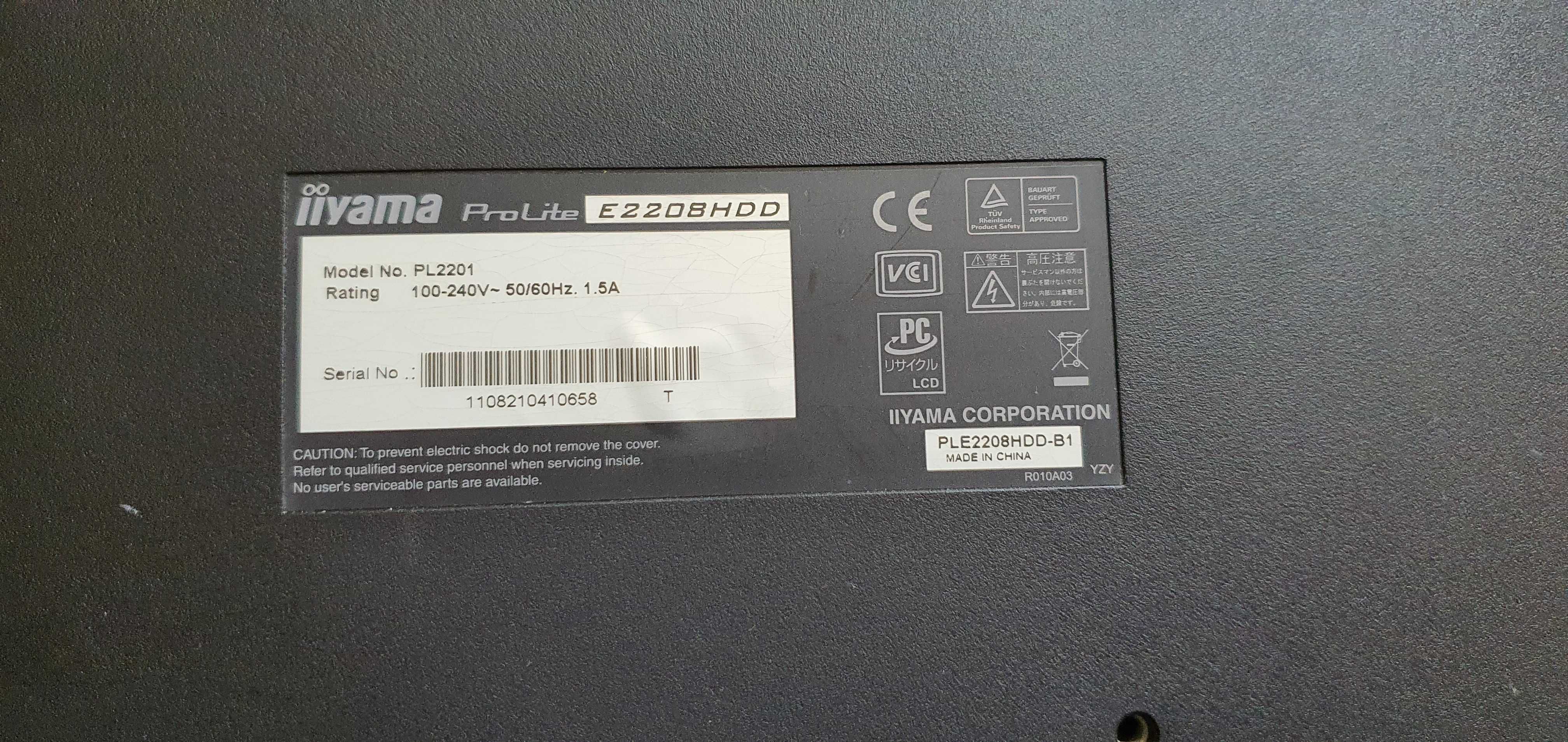 Monitor FullHD 22 cale IIyama ProLite E2208HDD