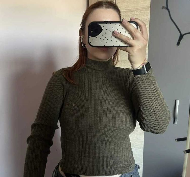 Półgolf z długim rękawem w kolorze khaki