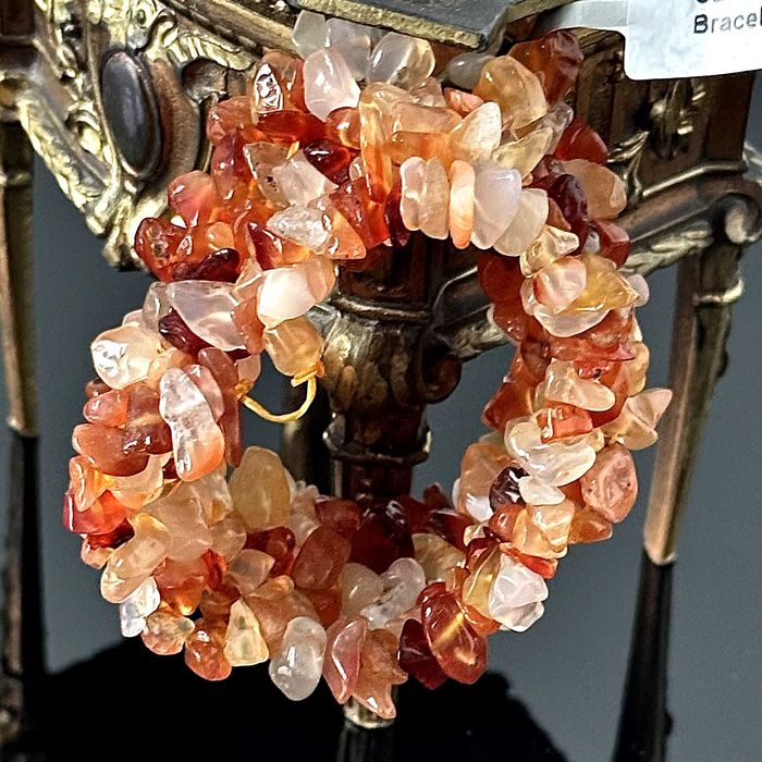 Szeroka bransoletka z naturalnym Karneolem z lat 70-tych z Londynu