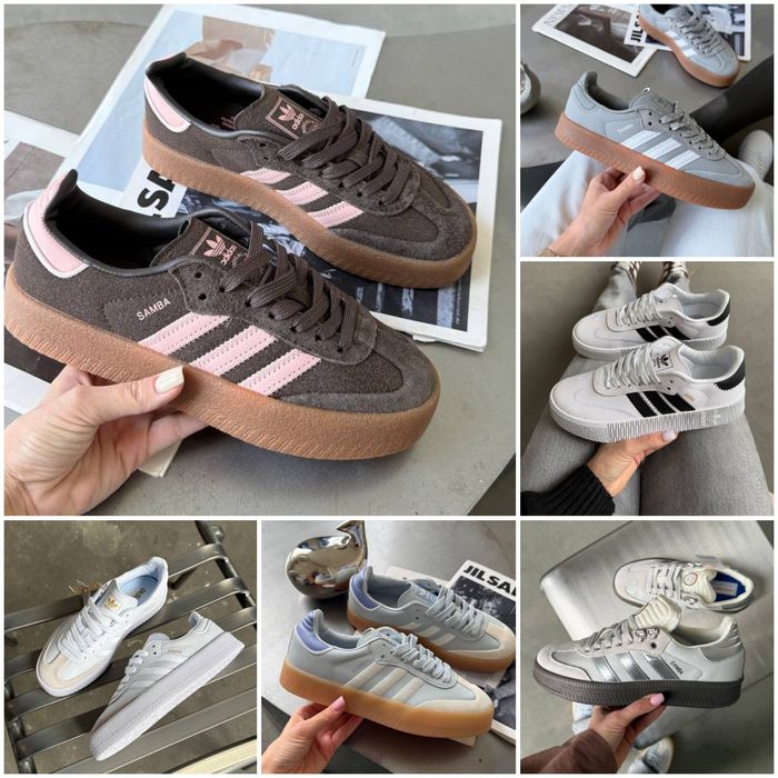 р36-45 Кросівки Adidas Samba Platform White Black Beige Green Brown