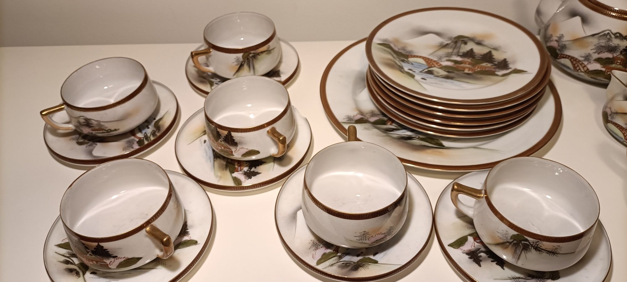 Conjunto de chá em loiça antiga japonesa