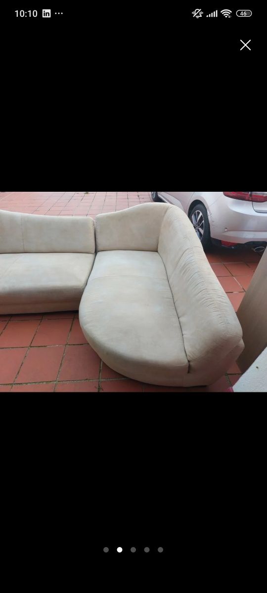 Sofá chaise-longue bege