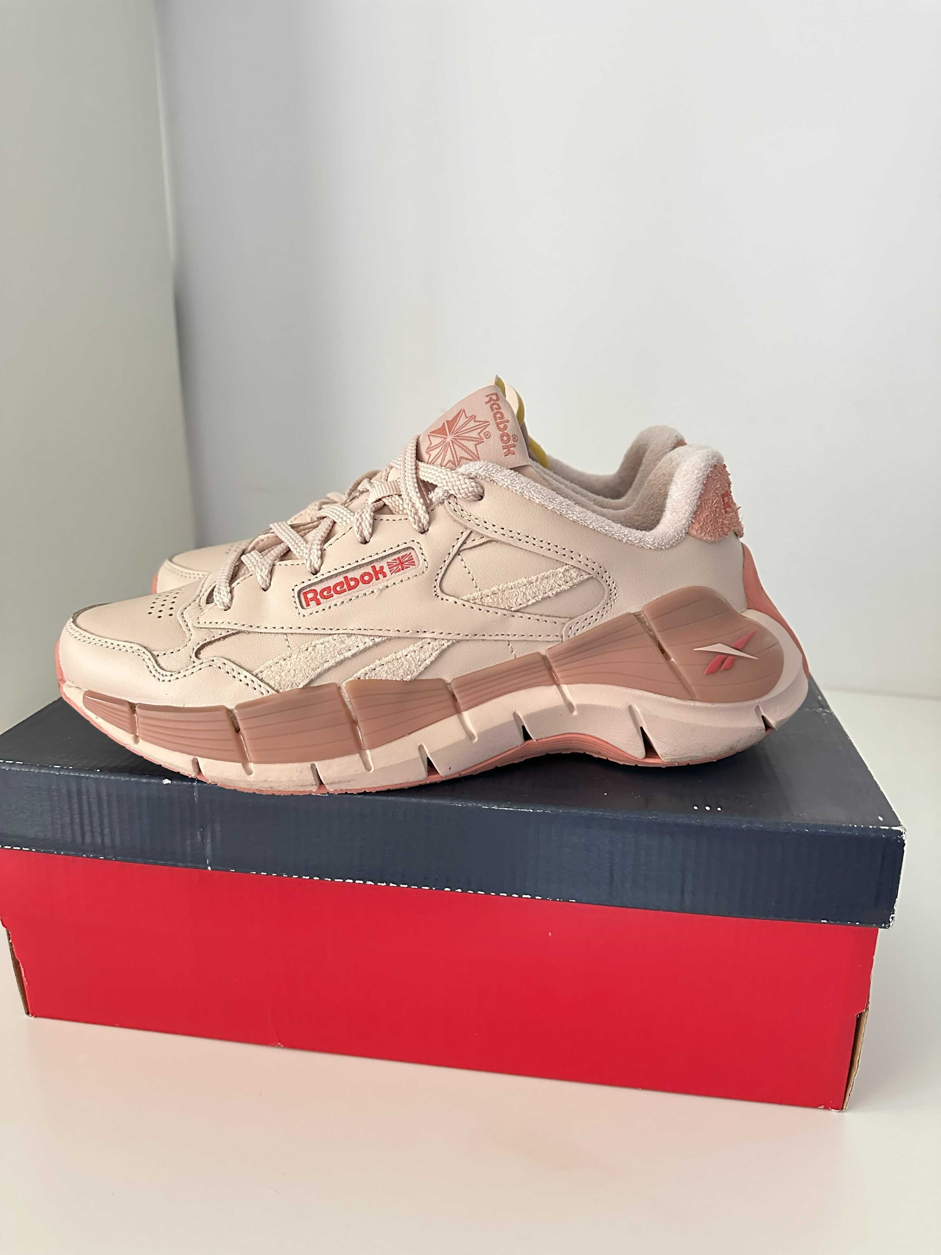 Reebok Zig łososiowe różowe wyższa podeszwa 39 wiązane adidasy
