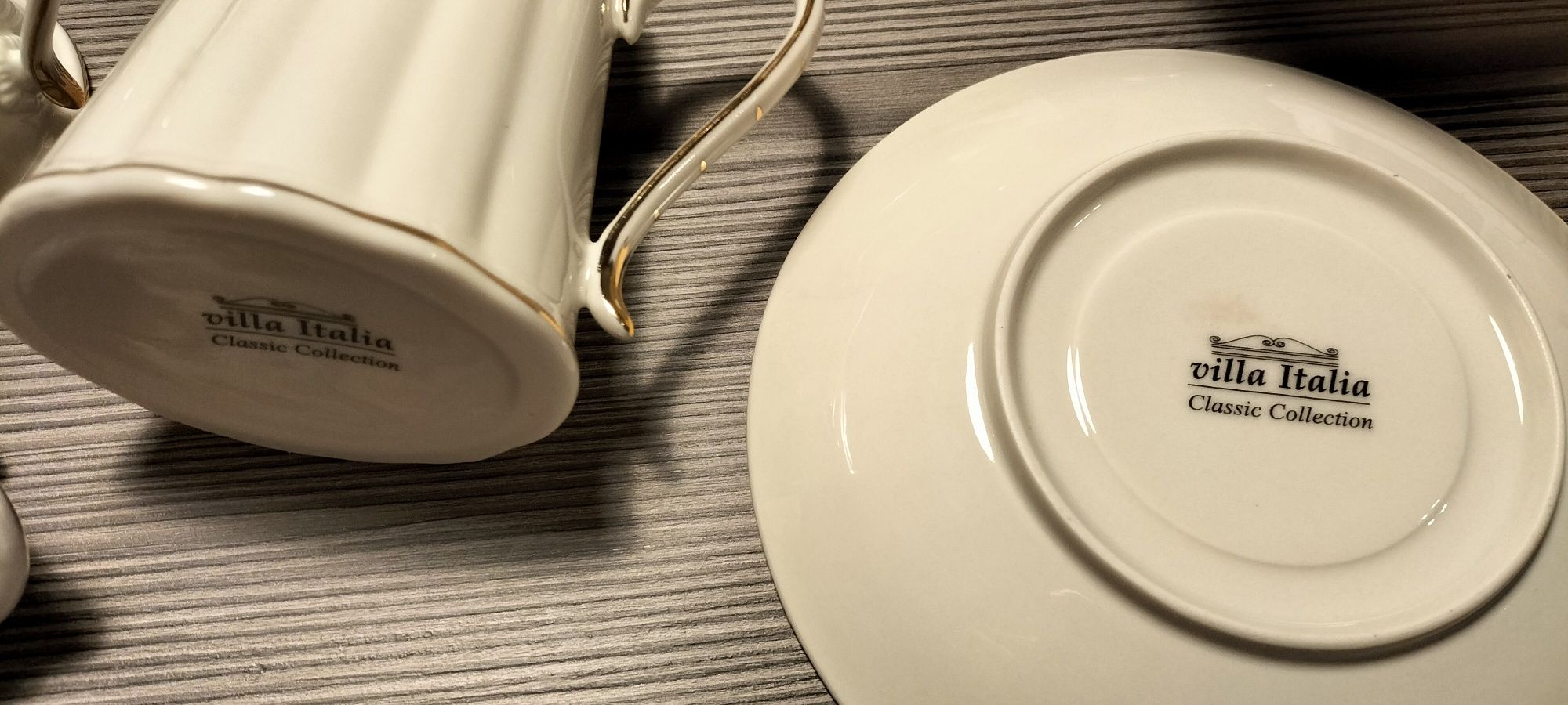 Zestaw porcelanowy dla 4 osób,Clara Gold Ivory Villa Italia