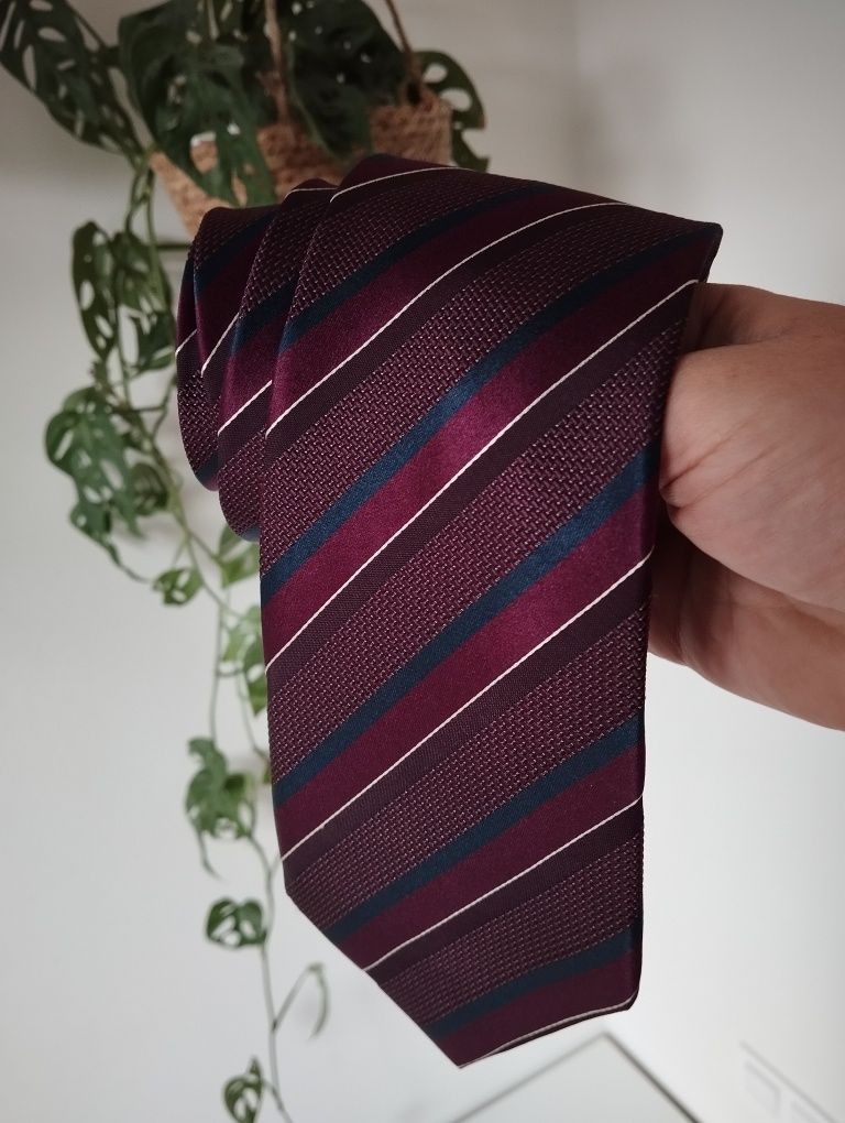 Krawat jedwabny 100% silk, 8,5cm, w paski, Collezione