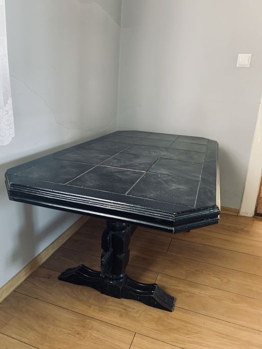 Piekna ława stoł antyk prl retro vintage do renowacji czarna