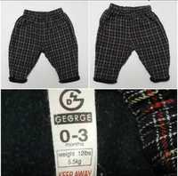 Grubsze spodnie w kratę rozmiar 0-3 miesiące marki George Wysyłka 1zł