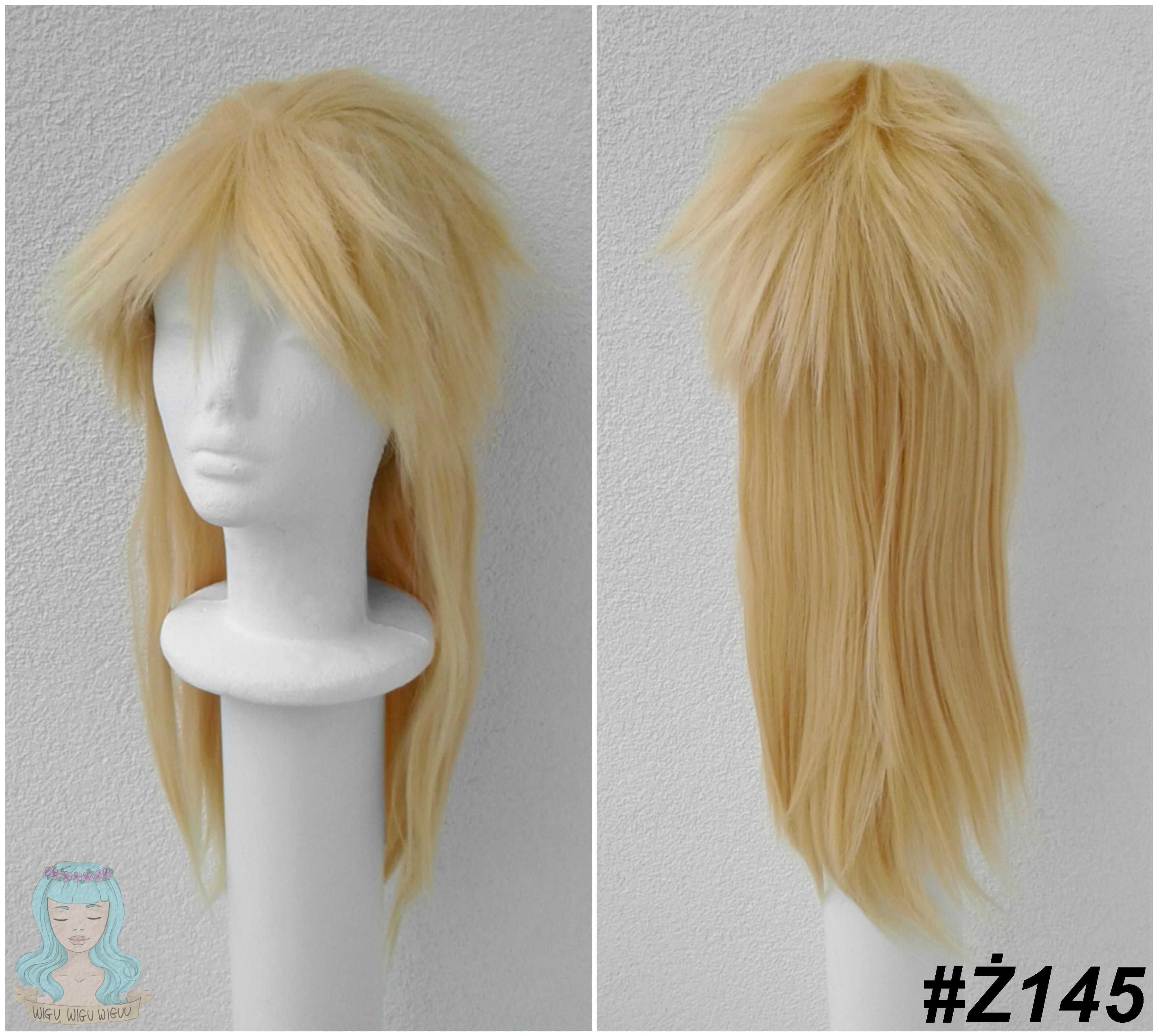 Żółta nastroszona peruka z grzywką blond cosplay wig