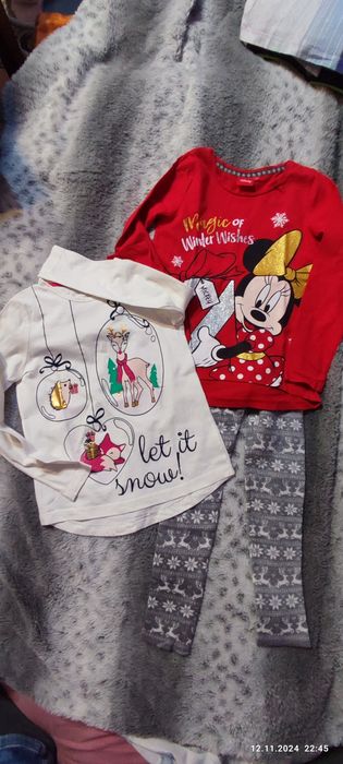 Bluzeczki świąteczne Minnie + ciepłe legginsy