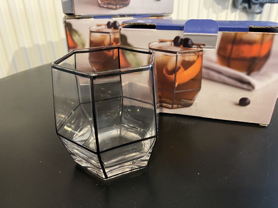 6 szt -  Szklanki do whiskey Black Geo Glasses Root 7
