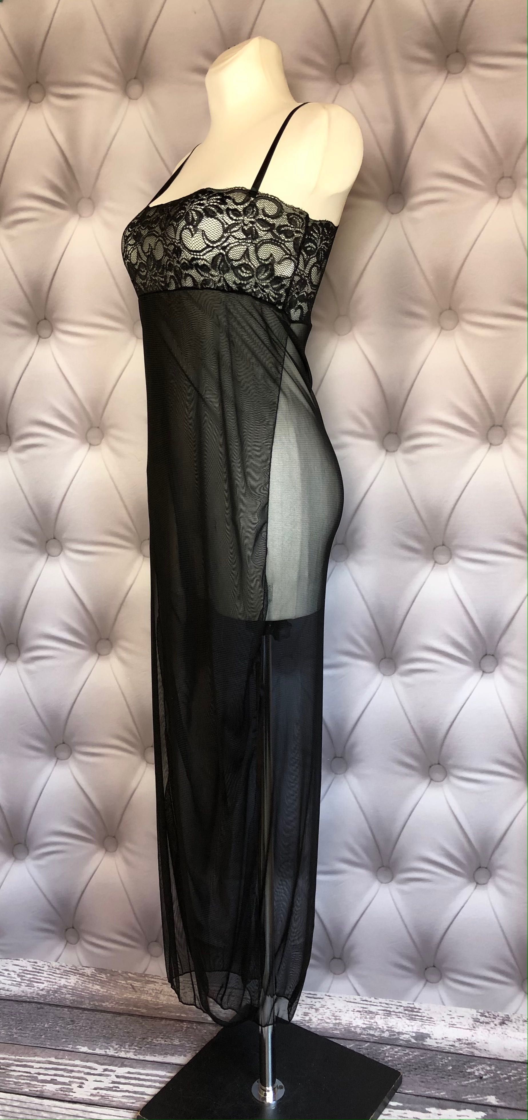 Narzutka koronkowa czarna szyfonowa bielizna piżama