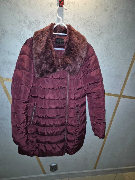 Damska kurtka zimowa – kolor bordowy XL / XXL