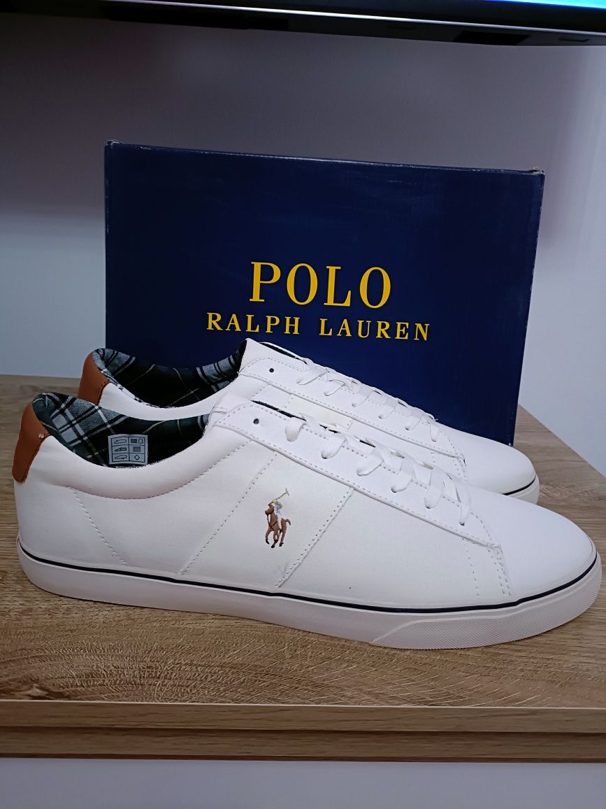Beżowe kremowe sneakersy Polo Ralph Lauren EU 50