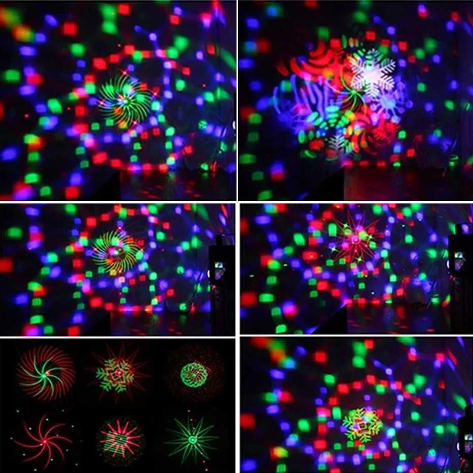 4-Efekty LED Kula Disco Laser Stroboskop Gobo Mix Wzorów i Kolorów DMX