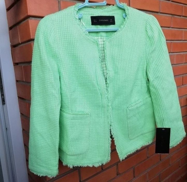 Бавовна Жакет трендовий піджак Zara basic original салатовий зелений
