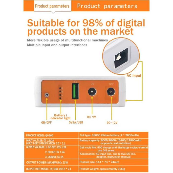 Певербанк, упс для роутера/інтернету Mini UPS 10400mAh (Повний комплек