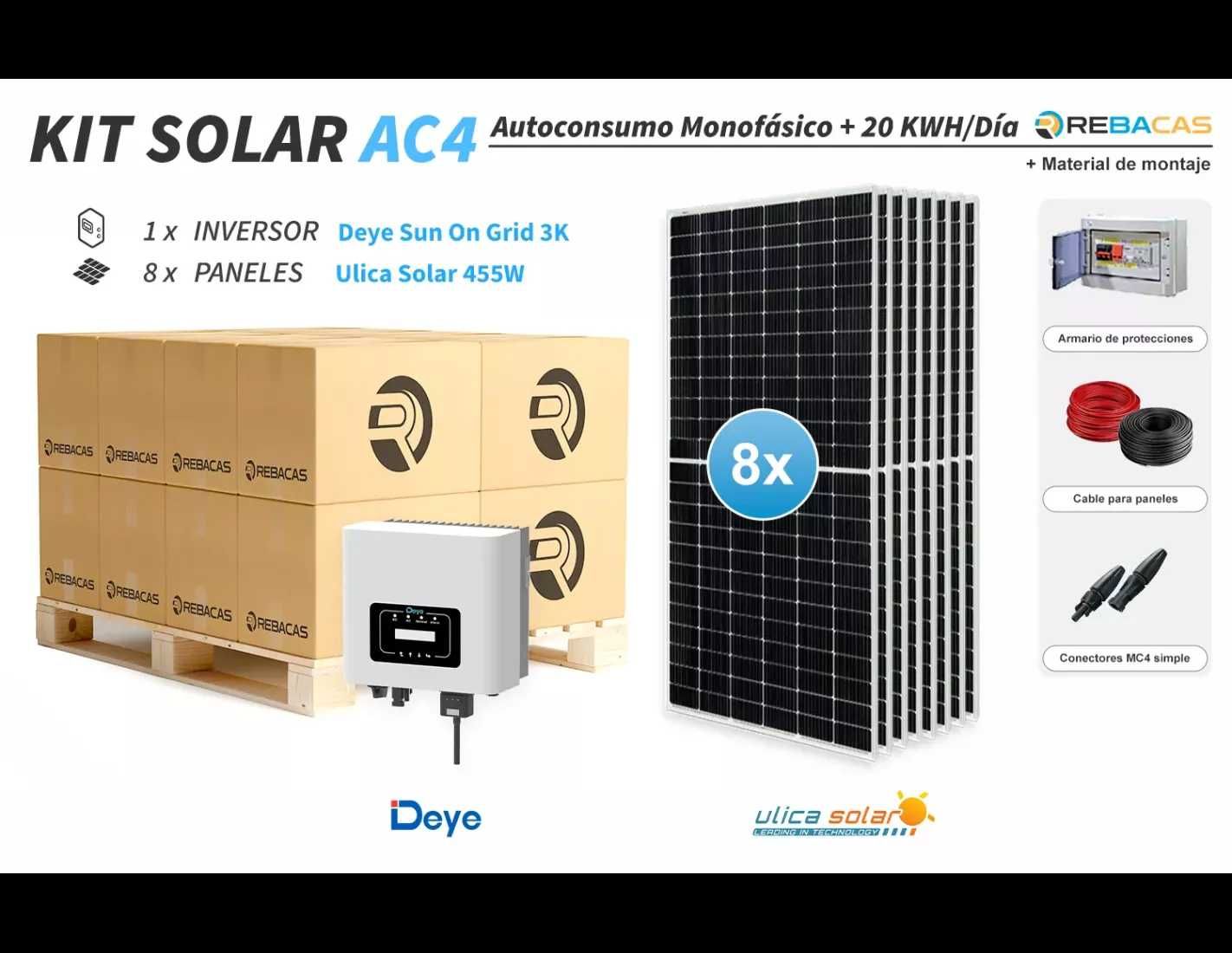 Kit 4 Autoconsumo 14 kWhdia Deye 3OOO