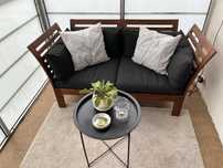 Komplet sofa ogrodowa z poduszkami stolik balkon taras