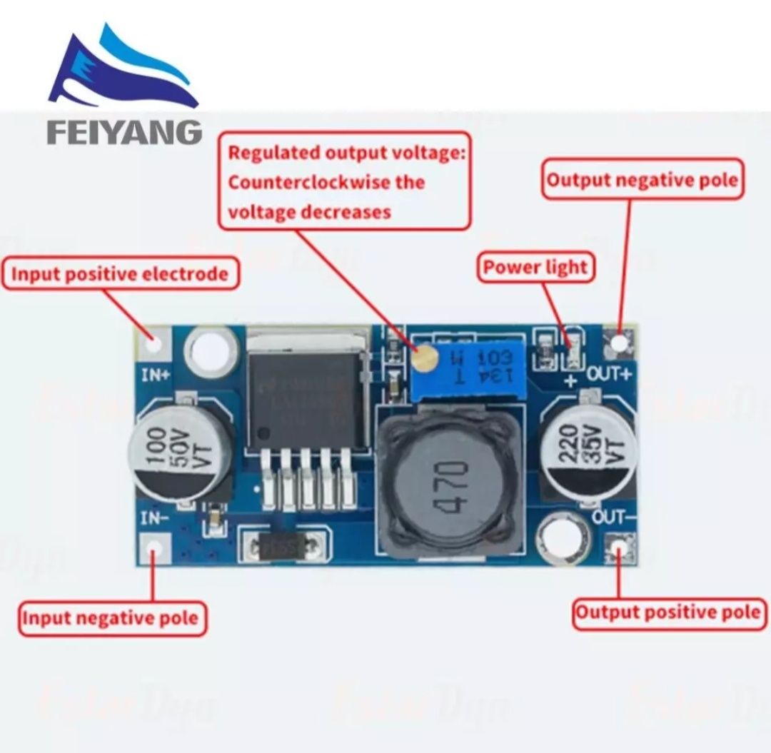 Регулируемый понижающий, повышающий модуль регулятора LM 2596.