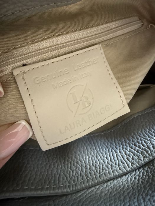 Torba kuferek Laura Biaggi skóra szara 35 cm
