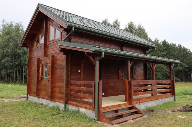 Dom domek drewniany całoroczny z bala GRACJA POWIĘKSZONA 35m2 70m2