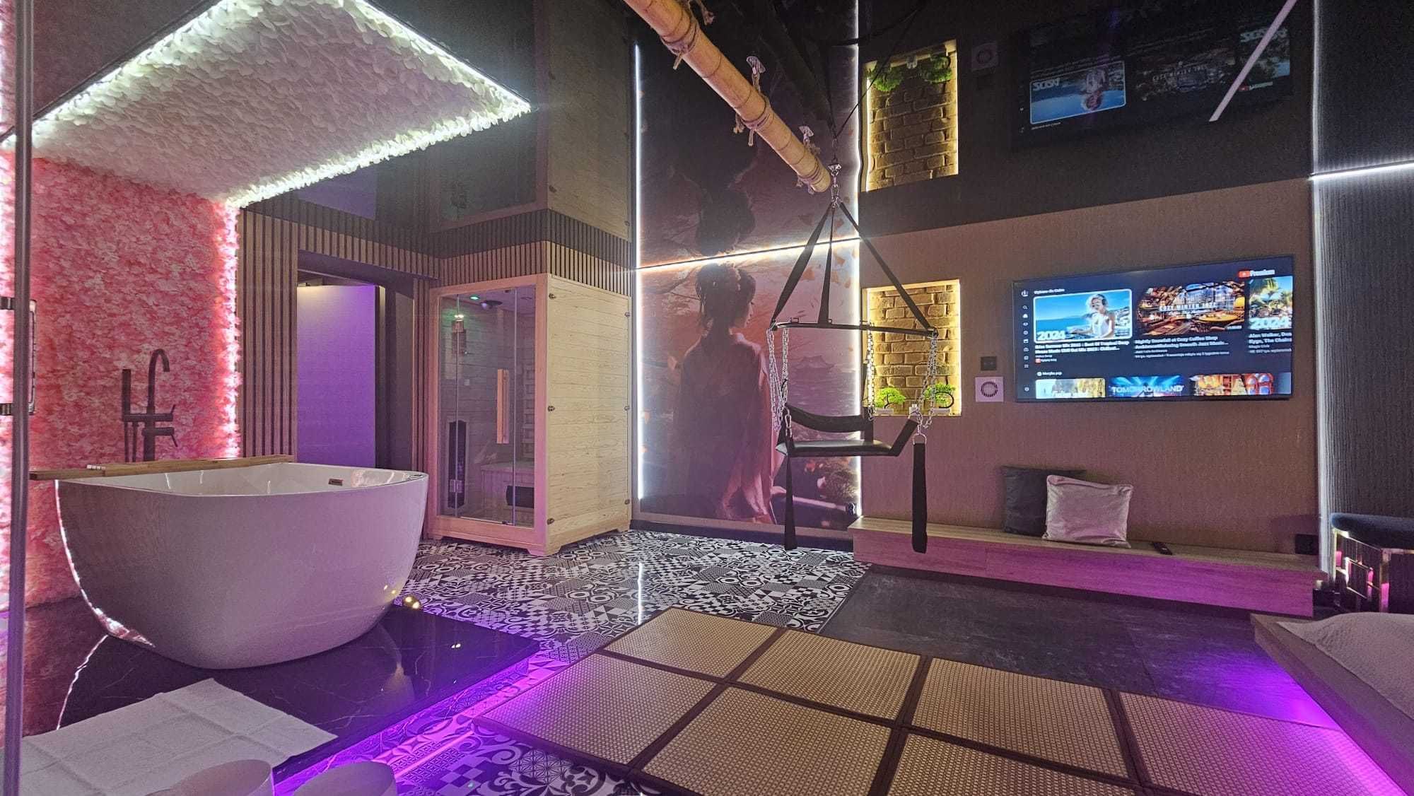 Apartament z jacuzzi oraz sauną w stylu japońskim