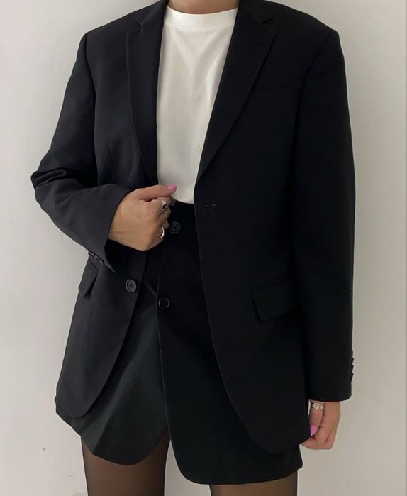 Чорний оверсайз базовий жакет піджак пиджак блайзер на підкладці