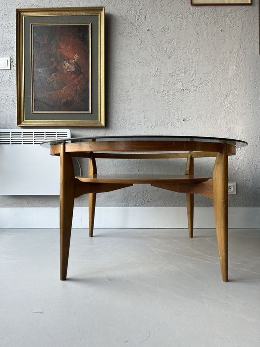 Okragly niski stół kawowy - vintage lata 60-70.