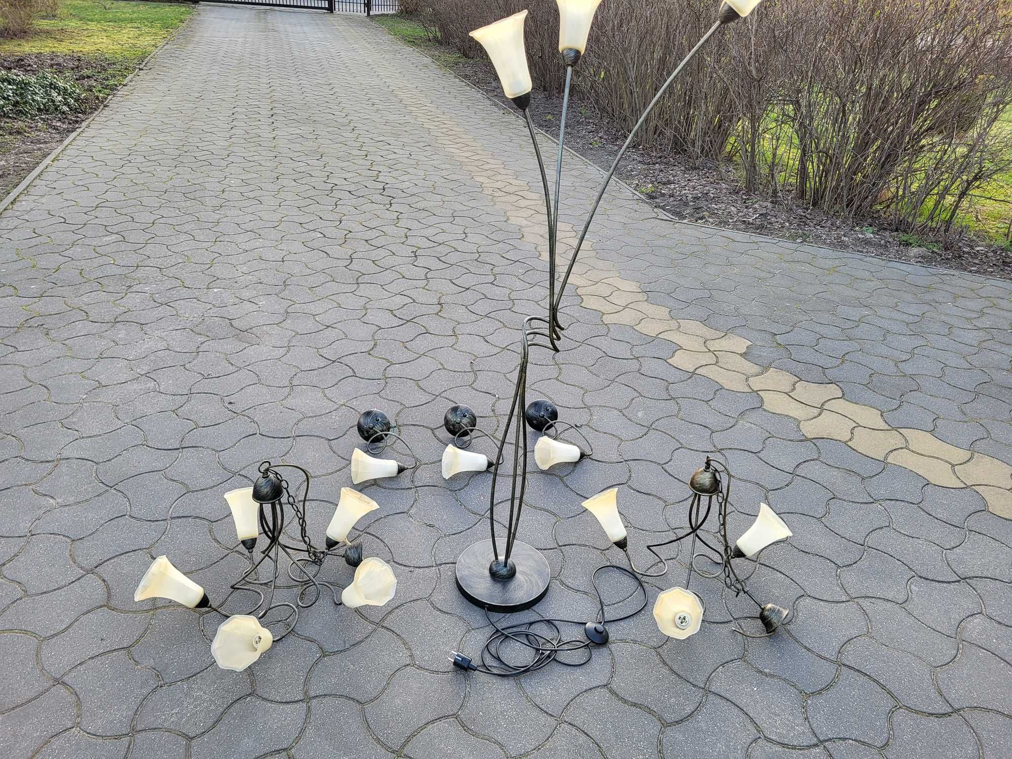 Komplet oświetlenia żyrandol lampa stojąca kinkiety