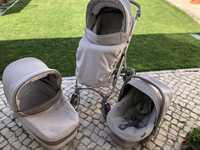 Conjunto Bébécar alcofa, babycoque e carro de passeio. Base isofix.