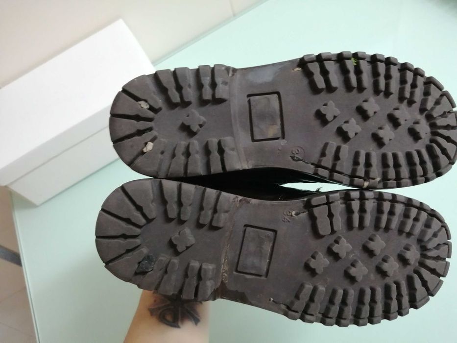 Botas estilo botins, Criança, cor Castanho, tamanho 34, velcro