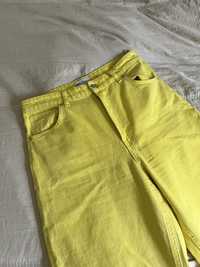 Żółte jeansy spodnie zara L 40