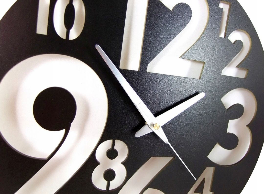 Zegar Ścienny Klasyczny Czarny Połysk Duży 35cm Magnolit