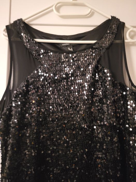 Sukienka w cekiny czarna z mango rozm s