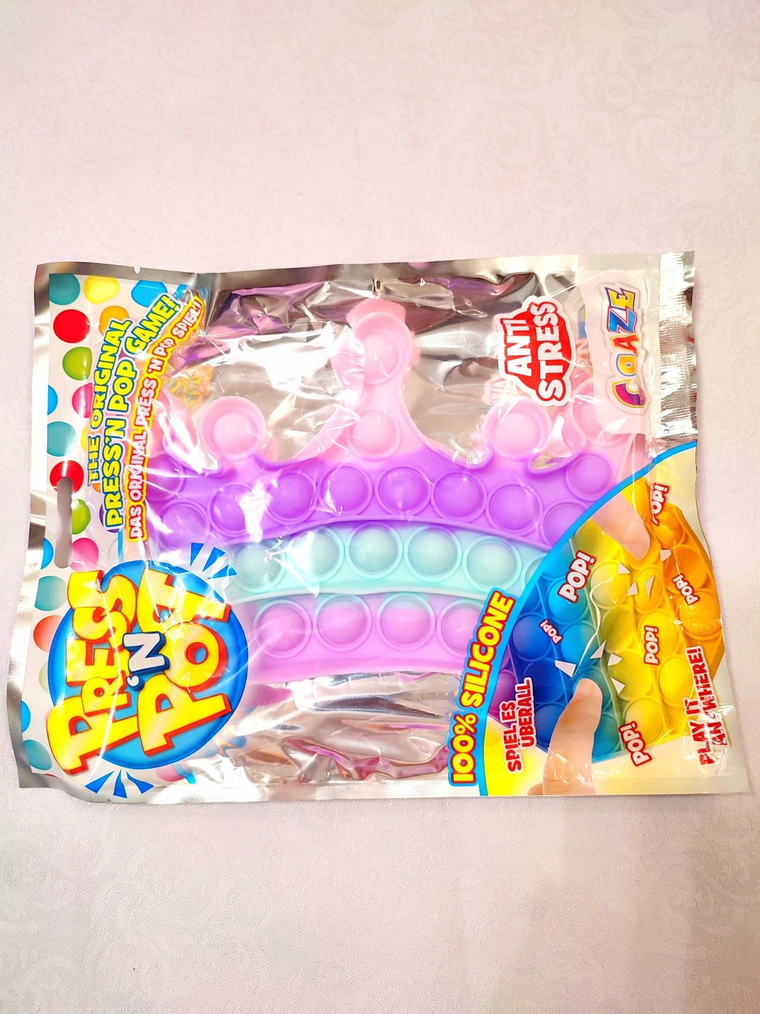 Zabawka sensoryczna push pop bubble korona różowa